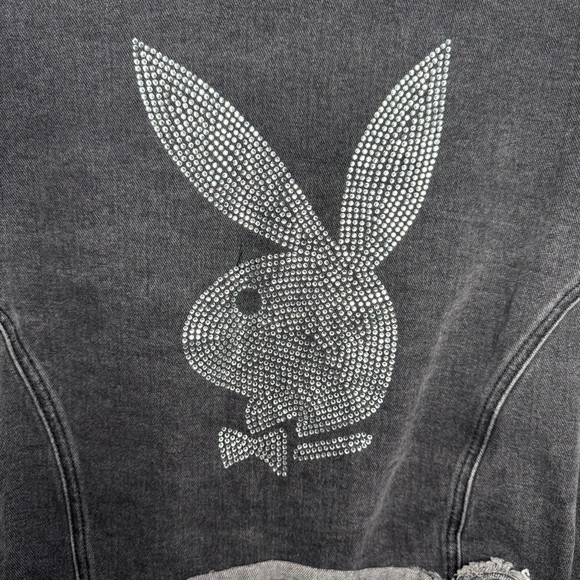 PLAYBOY Charcoal Cropped Denim Jacket - Picture 5 of 5